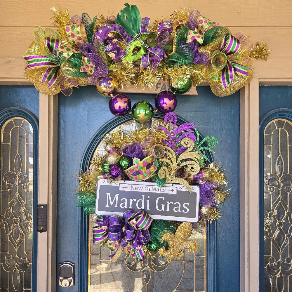 Mardi Gras Wreath & Garland Combo